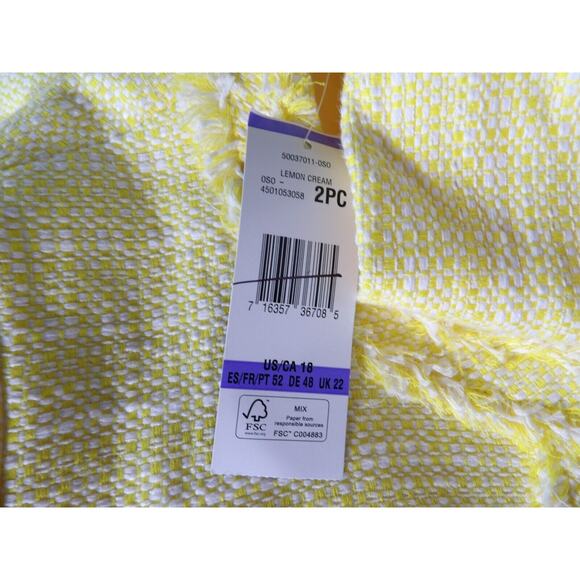 Albert Nippon Sz 18 Jacket Tweed Trench Coat Yellow Lemon Creme Long NWT - Picture 5 of 16